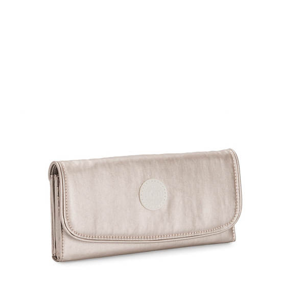 Portefeuilles Kipling Money Land Metallic Snap Wallet Beige | FR 1038MQ